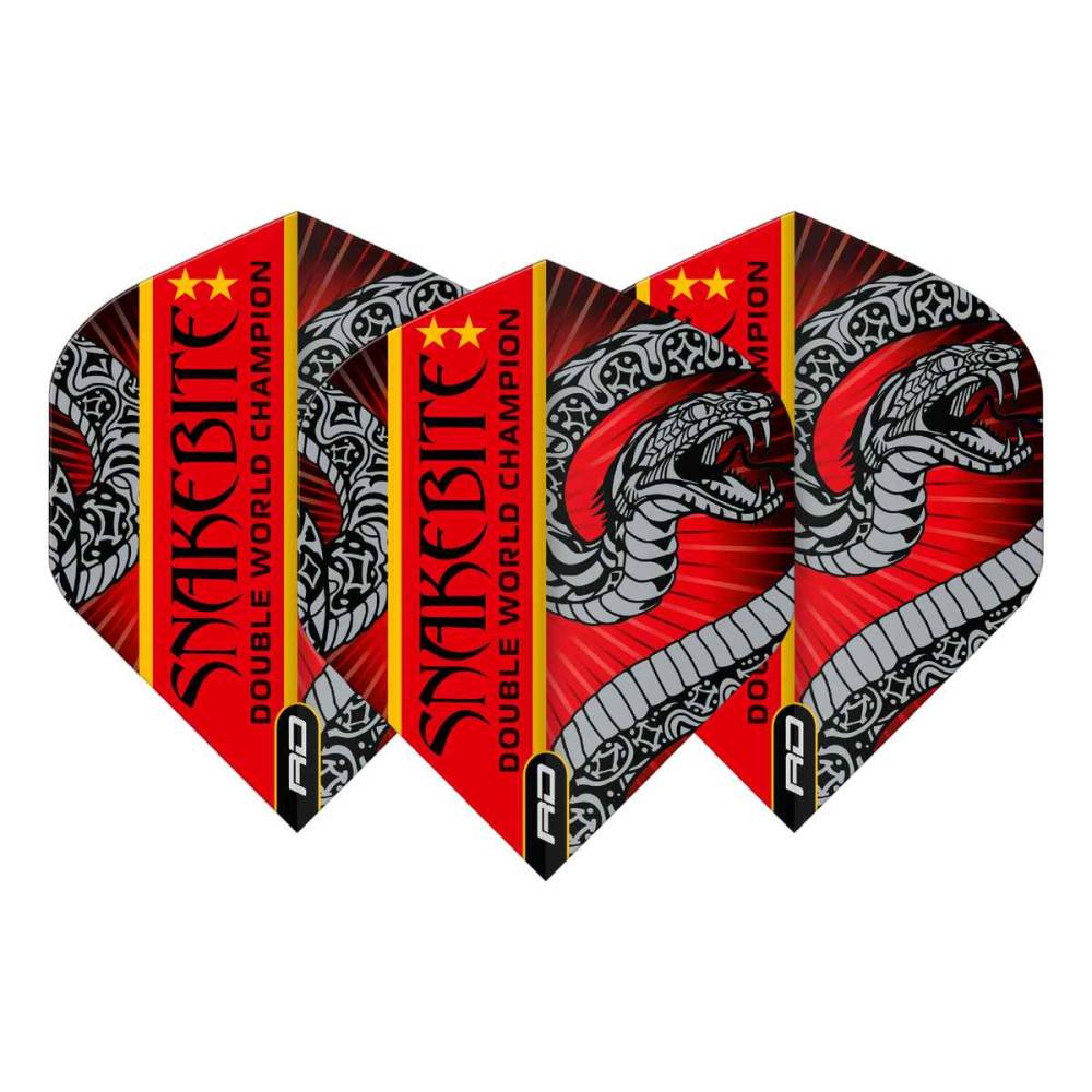 Peter Wright Snakebite Double World Champion Hardcore Standard Black & Red Dart Flights